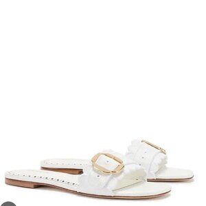 LARROUDE Ivy Broderie Light Rafia White Sandal Sz 10